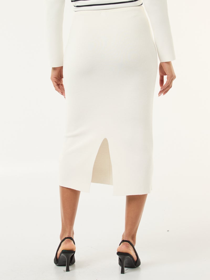 Jupe en maille ottoman unie Blanc - Kiabi