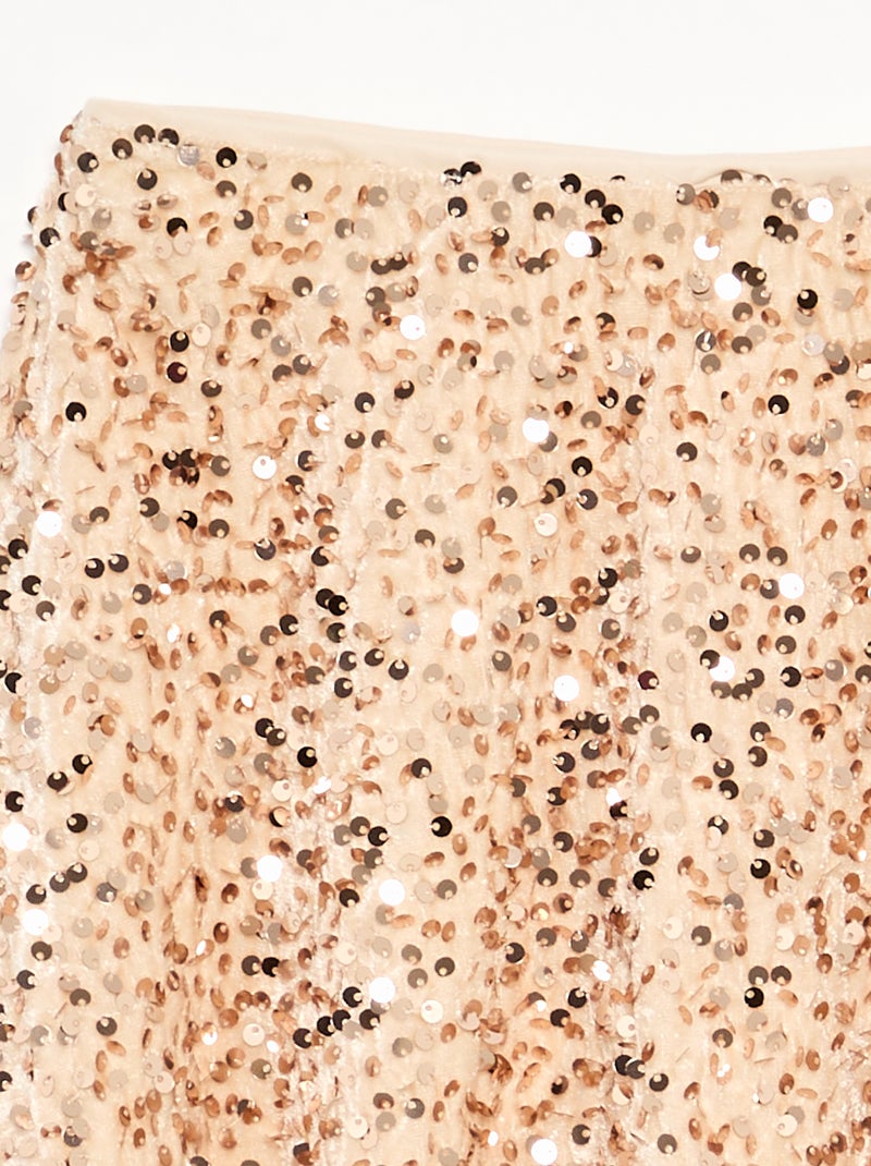 Jupe en velours avec sequins Beige - Kiabi