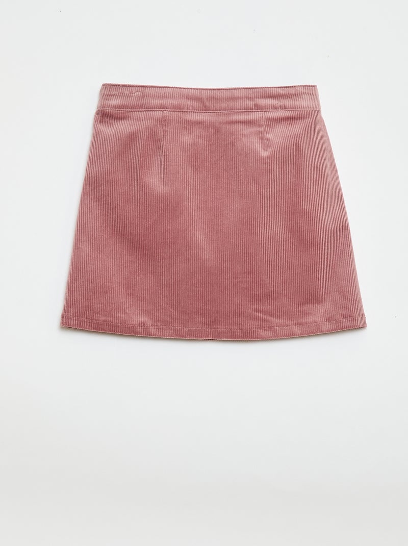 Jupe en velours coupe courte et droite Rose - Kiabi