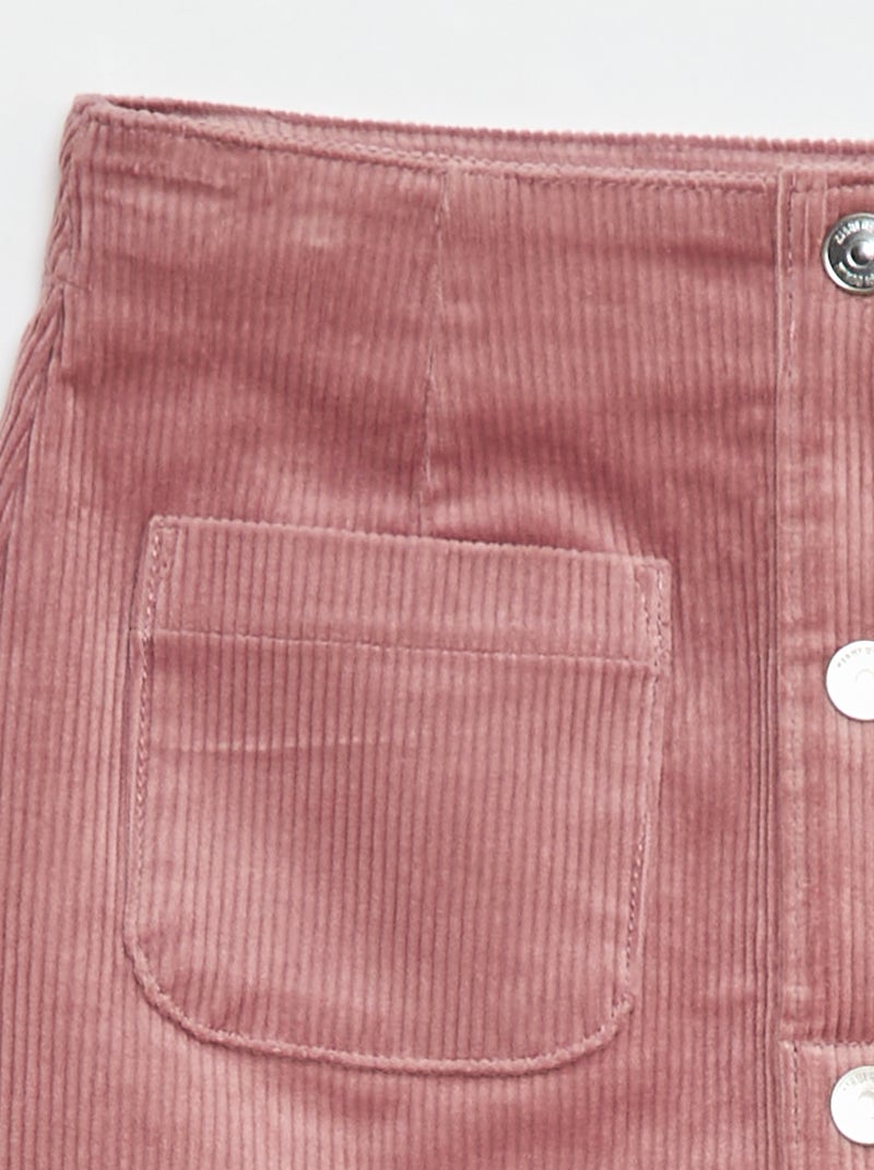 Jupe en velours coupe courte et droite Rose - Kiabi