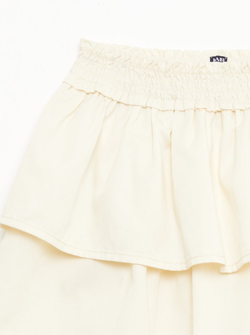 Jupe évasée taille élastiquée en coton Blanc - Kiabi