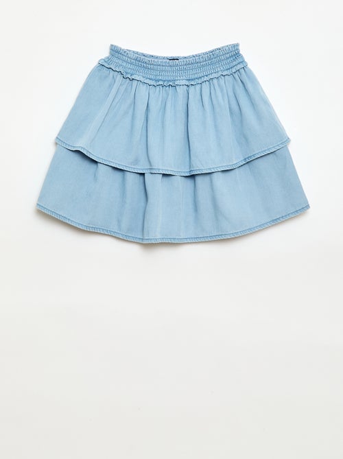 Jupe évasée taille élastiquée en coton - Kiabi