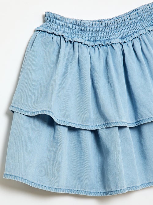 Jupe évasée taille élastiquée en coton - Kiabi