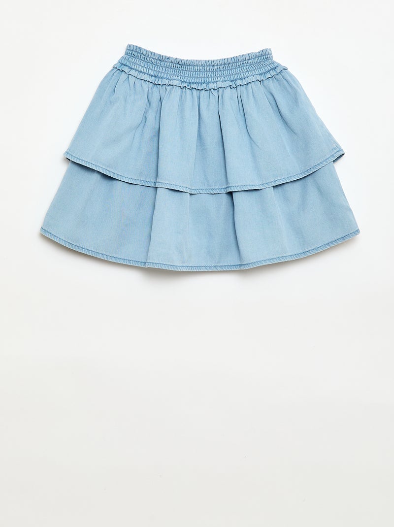 Jupe évasée taille élastiquée en coton Bleu - Kiabi