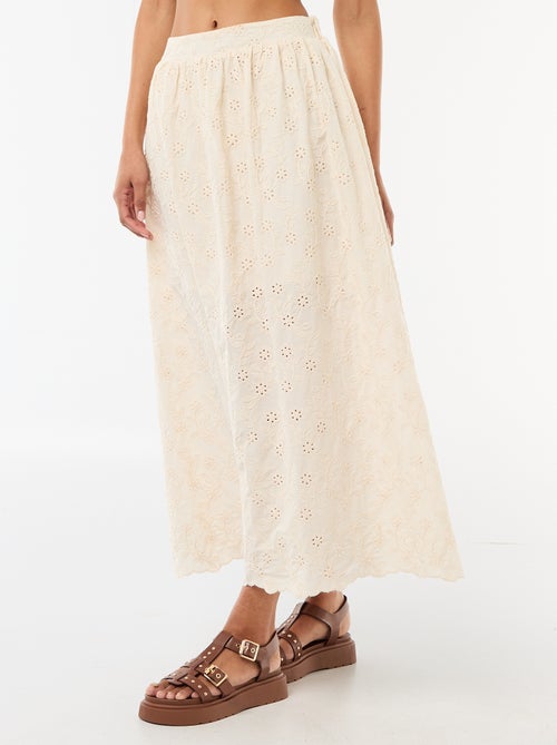Jupe longue avec broderie anglaise - Kiabi