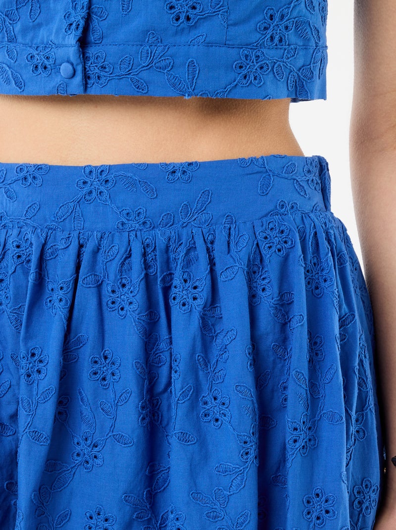 Jupe longue avec broderie anglaise Bleu - Kiabi