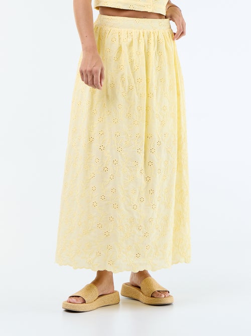 Jupe longue avec broderie anglaise - Kiabi