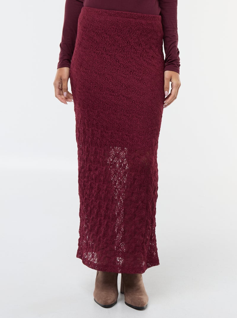 Jupe longue en dentelle Rouge - Kiabi