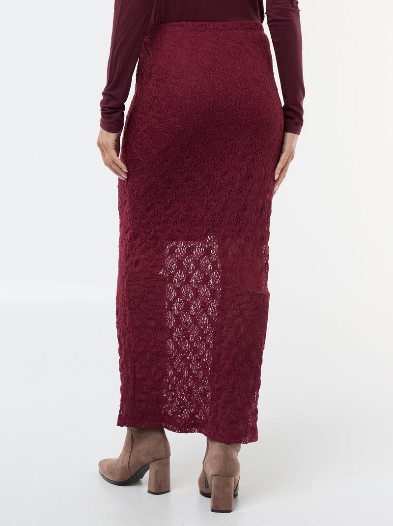 Jupe longue en dentelle Rouge - Kiabi