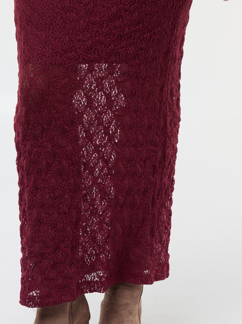 Jupe longue en dentelle Rouge - Kiabi