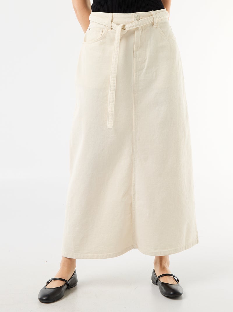 Jupe longue en jean Blanc - Kiabi
