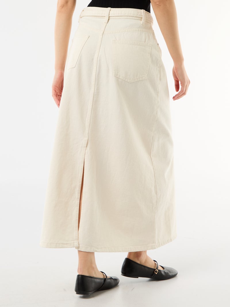 Jupe longue en jean Blanc - Kiabi
