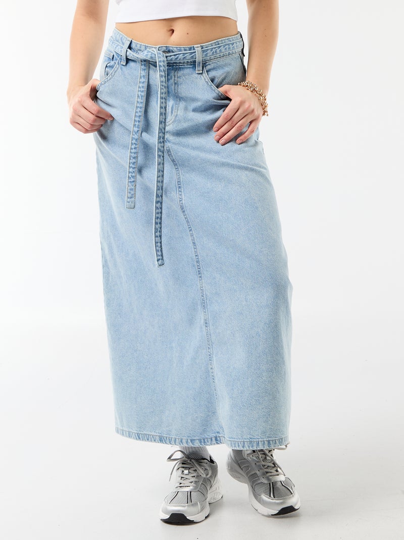 Jupe longue en jean Bleu - Kiabi