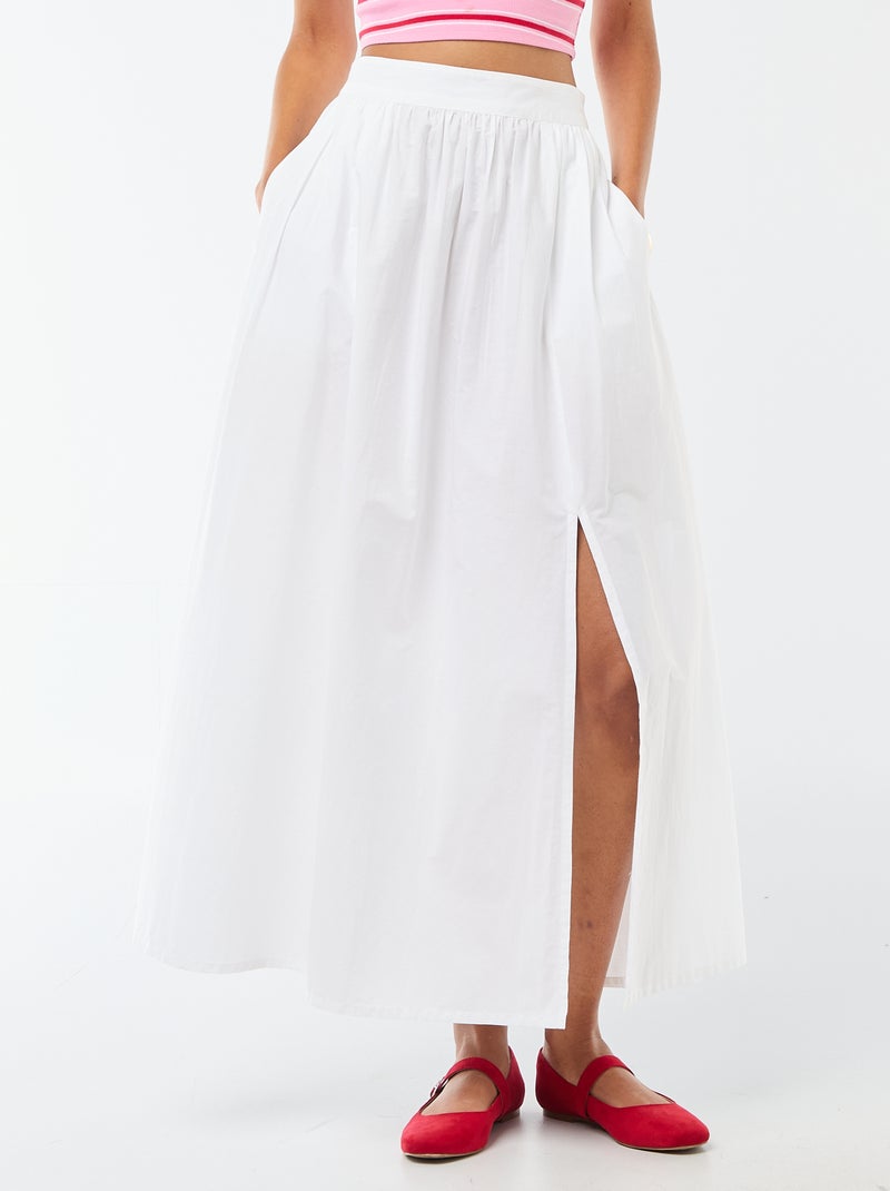 Jupe longue et large évasée Blanc - Kiabi