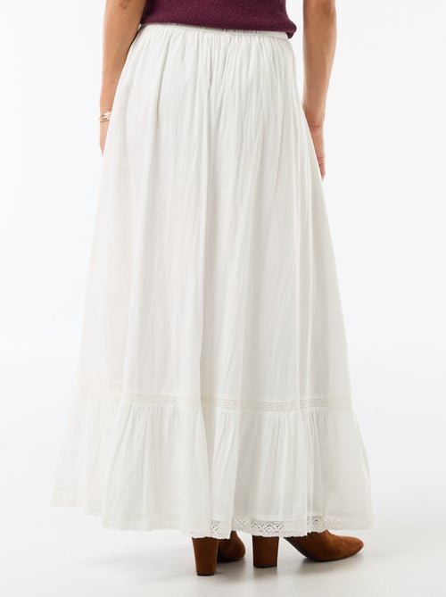 Jupe longue évasée avec macramé - Kiabi