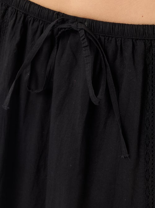 Jupe longue évasée avec macramé - Kiabi