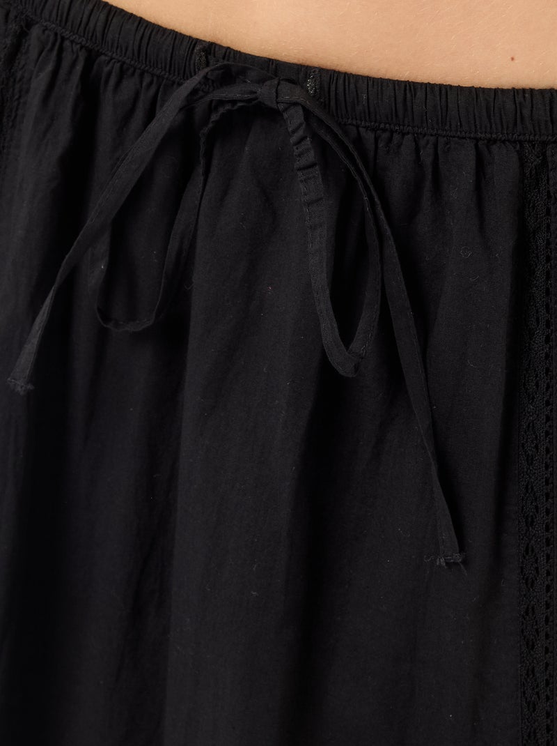 Jupe longue évasée avec macramé Noir - Kiabi