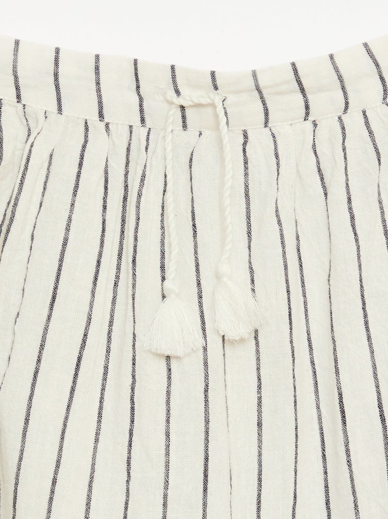 Jupe longue rayée à volants Blanc - Kiabi