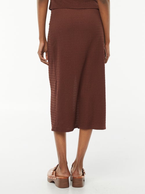 Jupe longue unie en matière crêpée - Kiabi