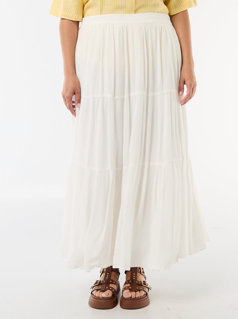 Jupe midi en matière crépon Blanc - Kiabi