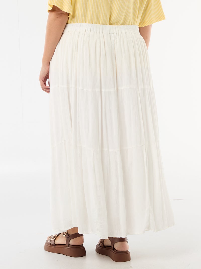Jupe midi en matière crépon Blanc - Kiabi