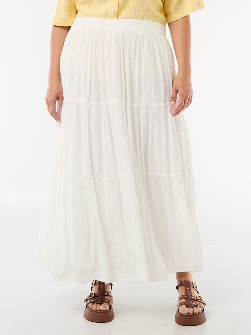 Jupe midi en matière crépon Blanc - Kiabi