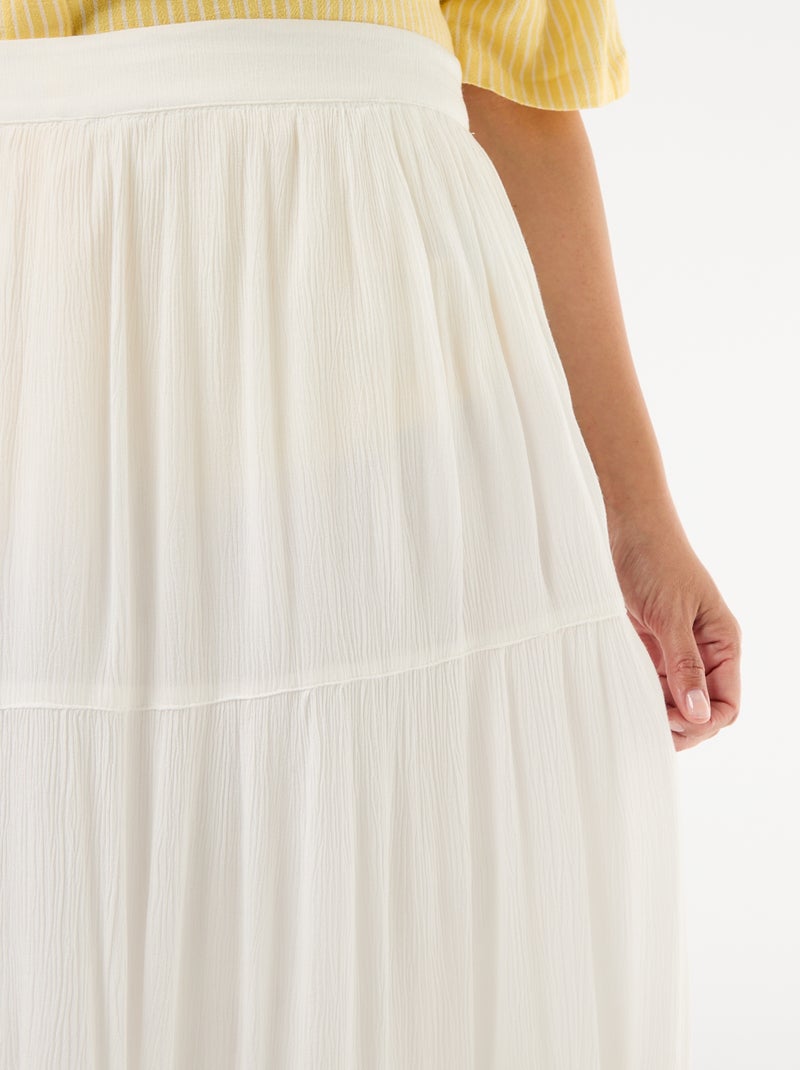 Jupe midi en matière crépon Blanc - Kiabi