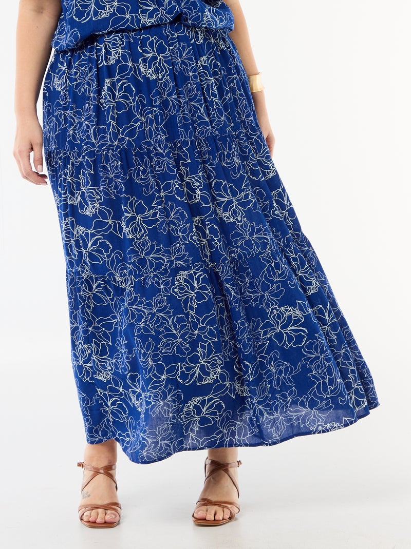 Jupe midi en matière crépon Bleu - Kiabi