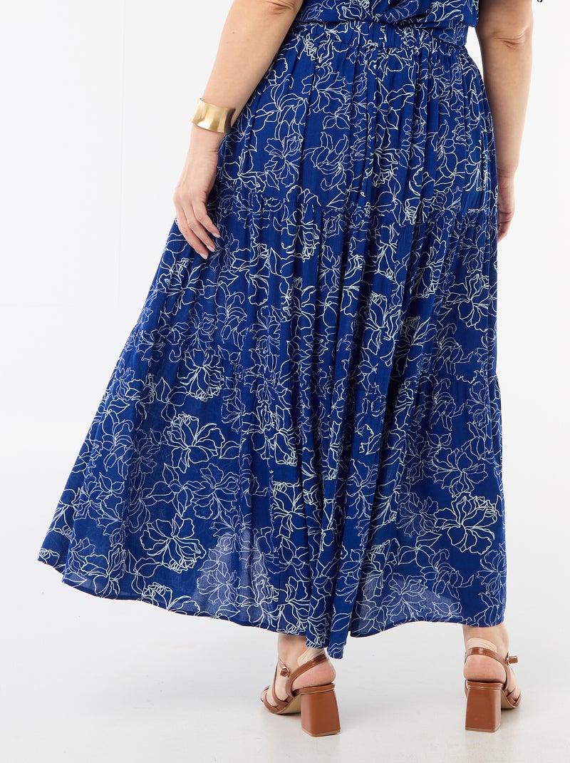 Jupe midi en matière crépon Bleu - Kiabi