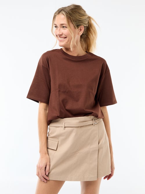 Jupe short courte avec ceinture - Kiabi