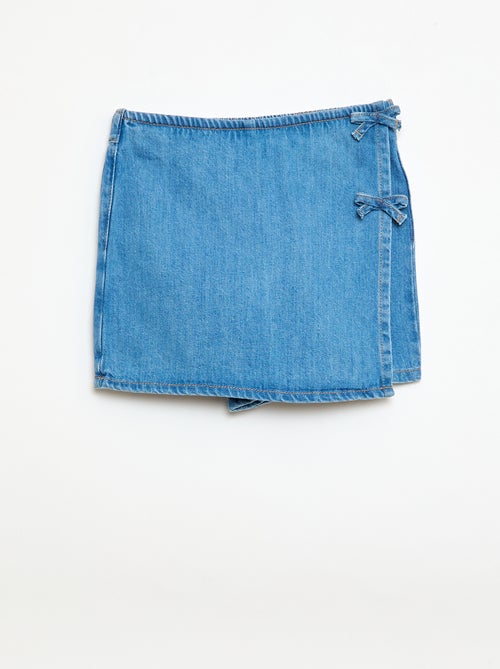 Jupe short courte en jean avec nœuds - Kiabi