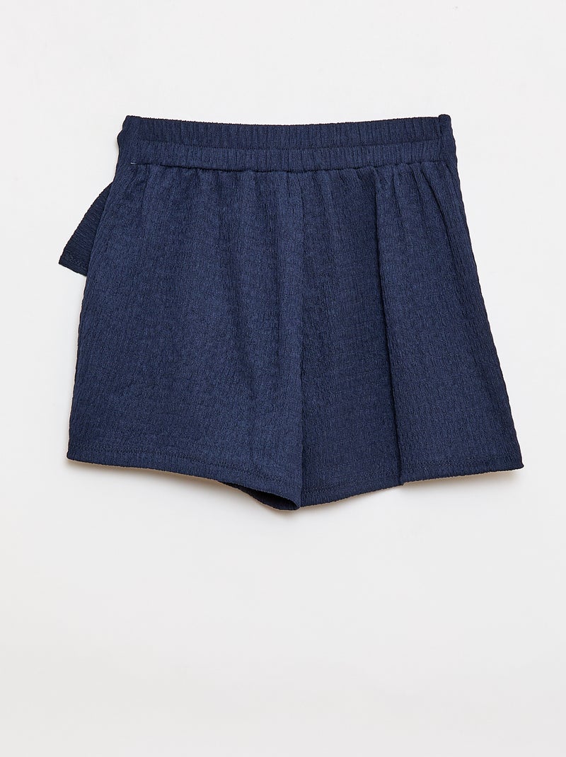 Jupe-short courte en maille légère unie Marine - Kiabi