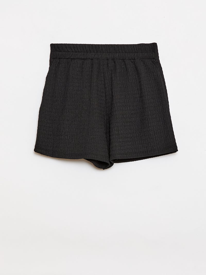 Jupe-short courte en maille légère unie Noir - Kiabi