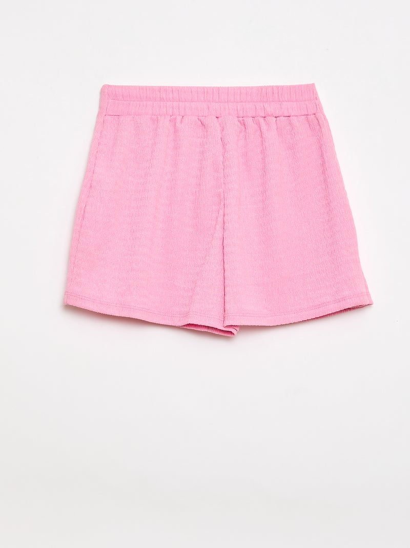 Jupe-short courte en maille légère unie Rose - Kiabi
