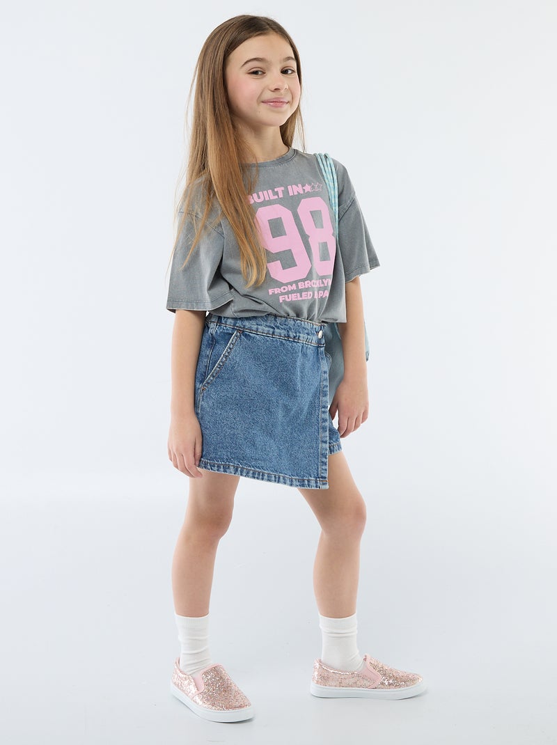 Jupe short en jean Bleu - Kiabi