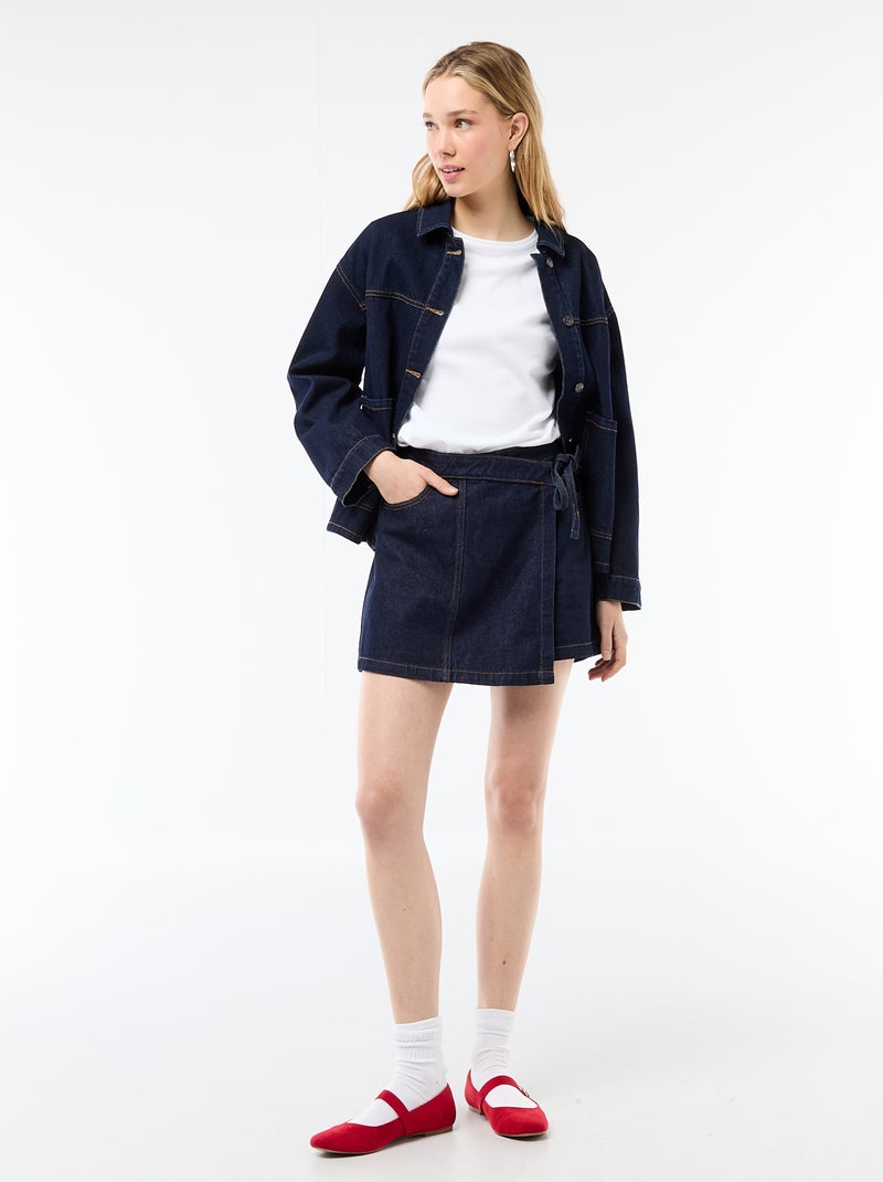Jupe short en jean Bleu - Kiabi