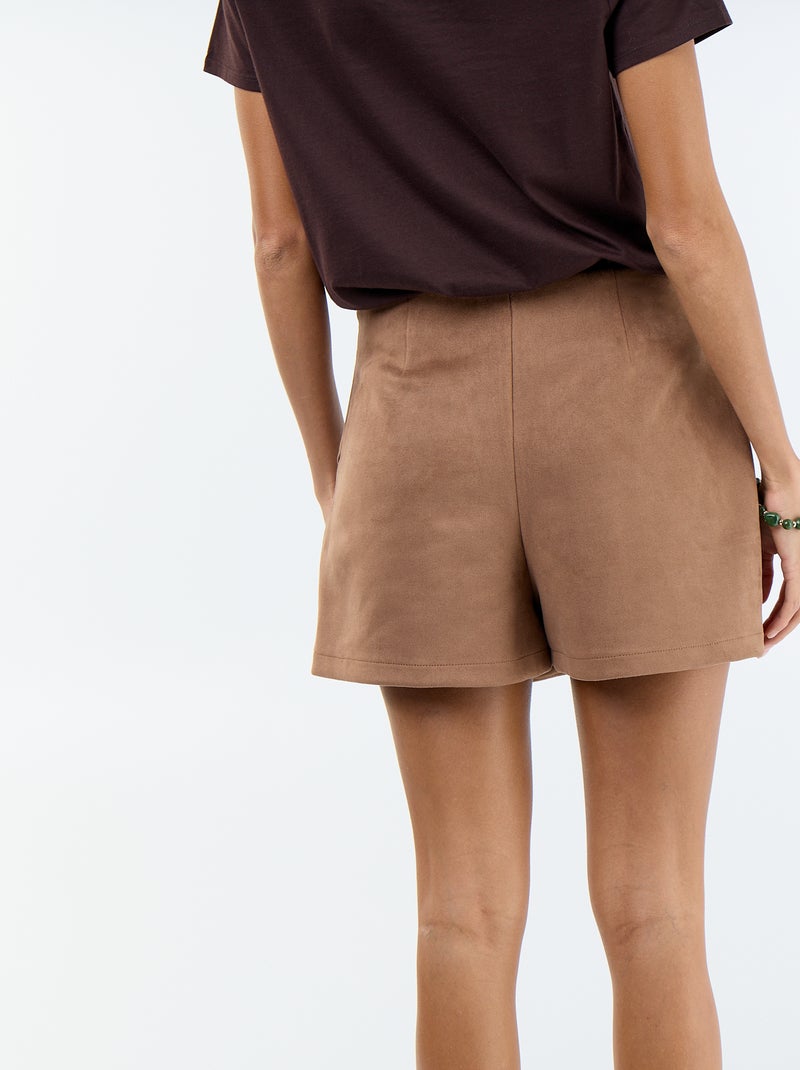 Jupe short en suédine Marron - Kiabi