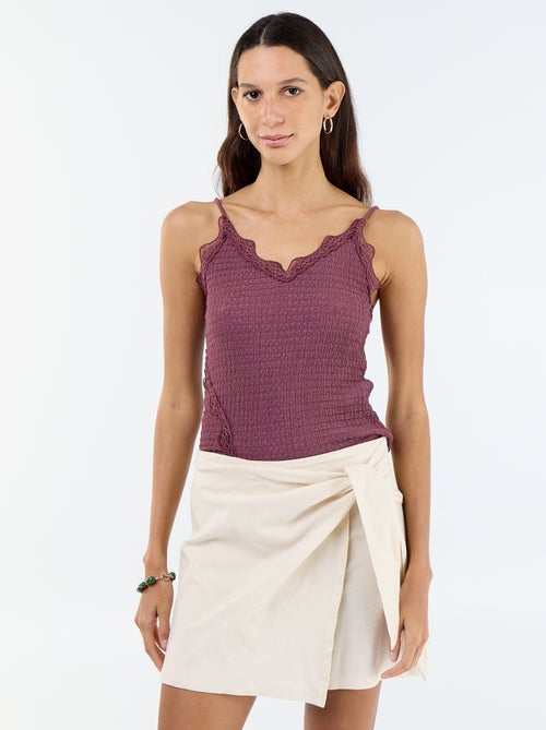 Jupe short léger avec ceinture à nouer - Kiabi