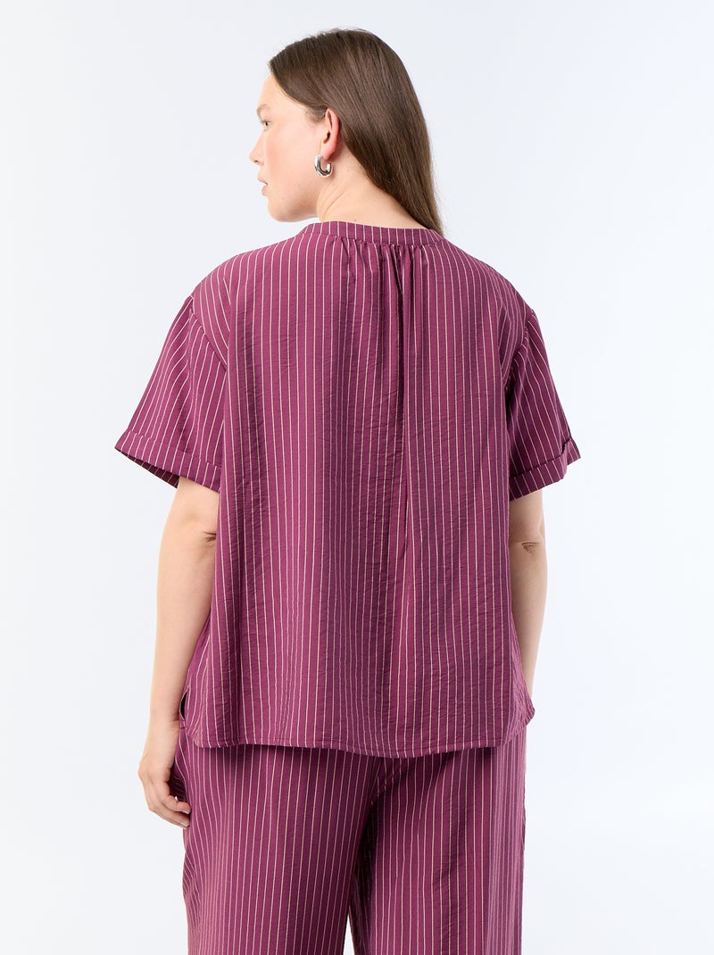 Kaftanbluse aus fliessender Viskose Lila - Kiabi