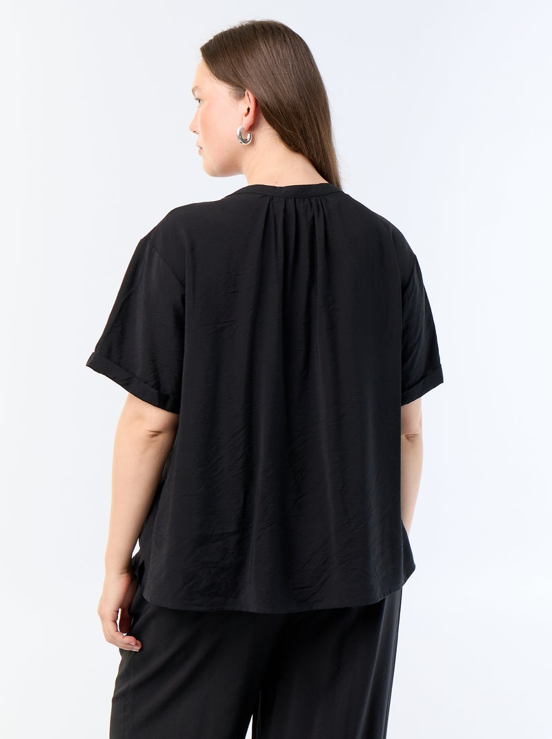 Kaftanbluse aus fliessender Viskose Noir - Kiabi