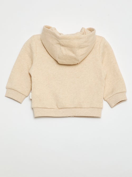 Kapuzen-Sweatjacke aus angerautem Molton mit Reissverschluss - Kiabi
