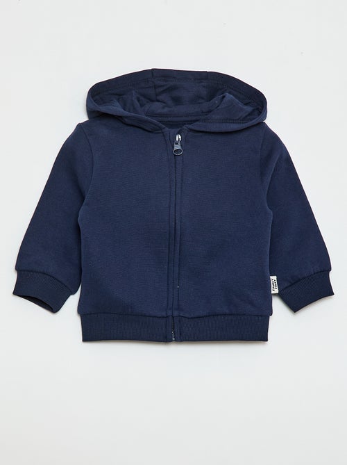 Kapuzen-Sweatjacke aus angerautem Molton mit Reissverschluss - Kiabi