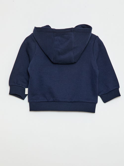 Kapuzen-Sweatjacke aus angerautem Molton mit Reissverschluss - Kiabi