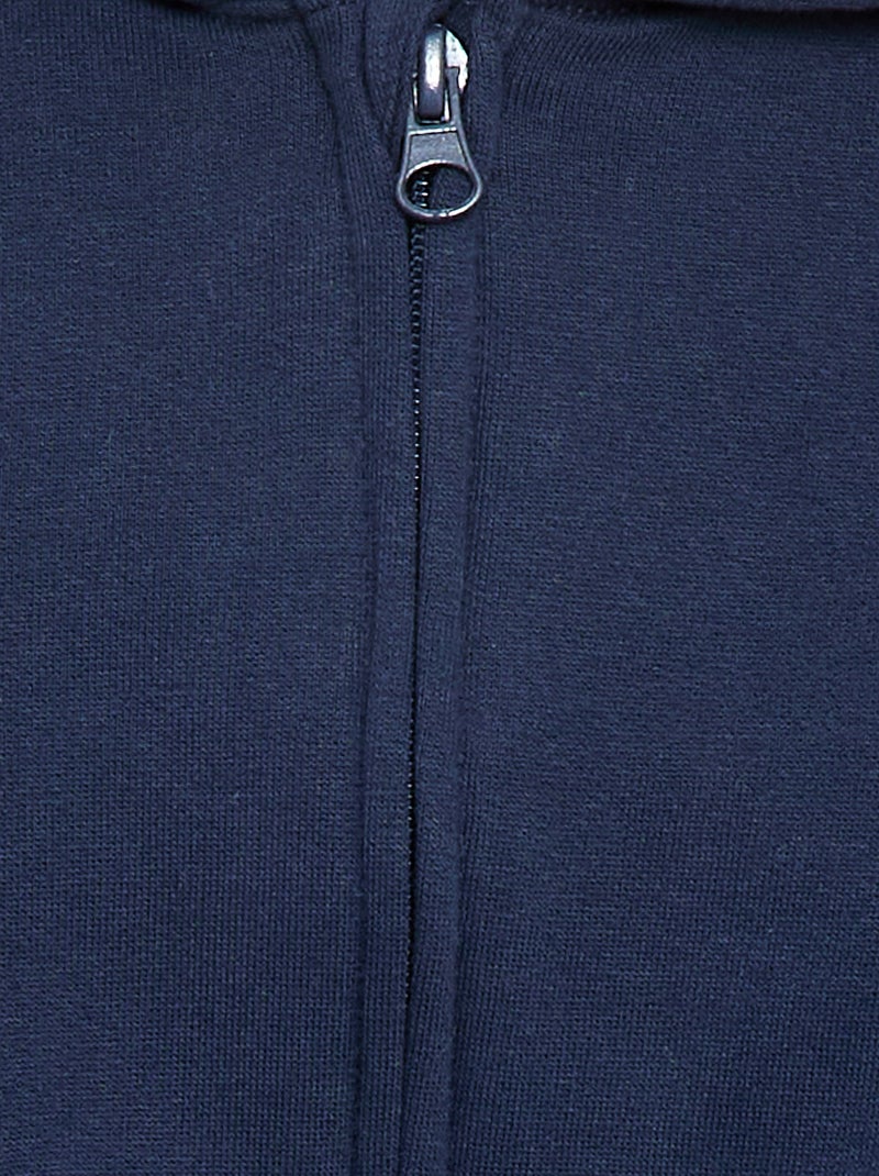 Kapuzen-Sweatjacke aus angerautem Molton mit Reissverschluss Dunkelblau - Kiabi