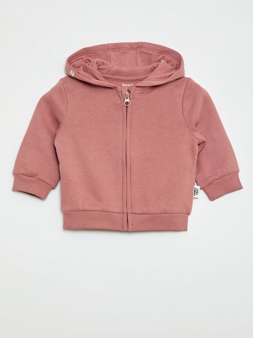 Kapuzen-Sweatjacke aus angerautem Molton mit Reissverschluss - Kiabi