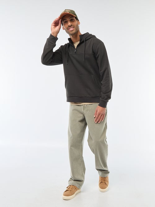 Kapuzen-Sweatshirt aus Fleece mit Reissverschluss am Kragen - Kiabi