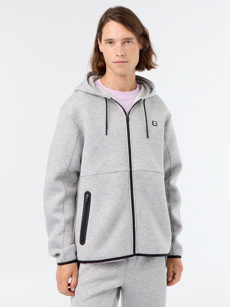Kapuzen-Sweatshirt im Neopren-Look Gris - Kiabi