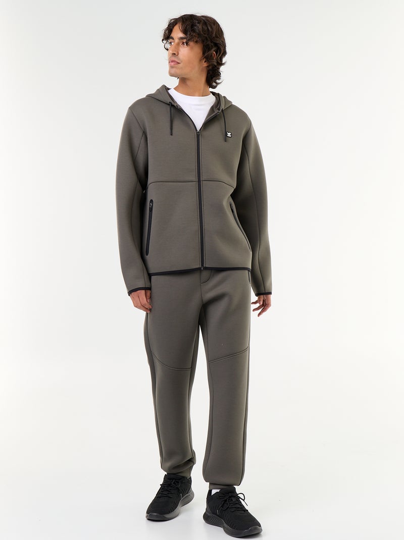 Kapuzen-Sweatshirt im Neopren-Look Kaki - Kiabi