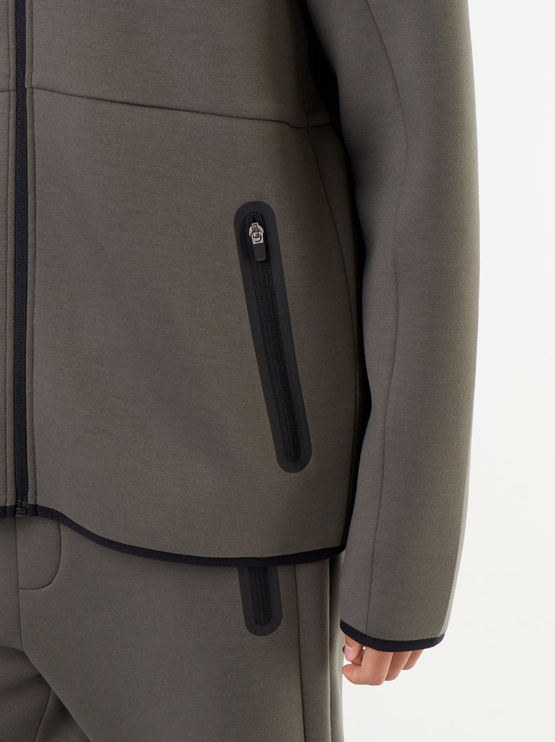 Kapuzen-Sweatshirt im Neopren-Look Kaki - Kiabi