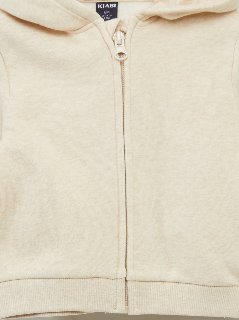 Kapuzen-Sweatshirt mit Reissverschluss Ecru - Kiabi